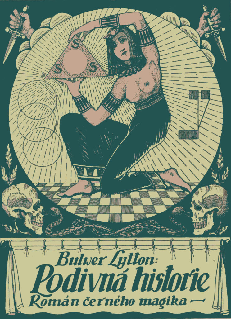 originální obálka z roku 1917 Podivná historie- okultní román sir Edgar Bulwer Lytton přeložil  rafael-santy-autor-mystickych-fantasy-romanu-e-knihy-audioknihy
